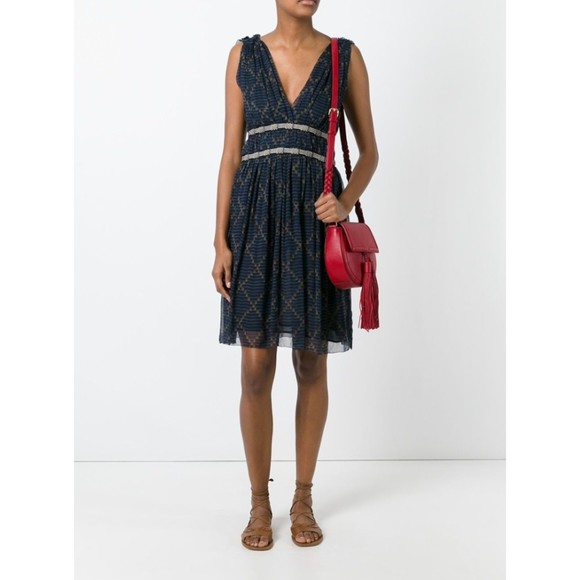 NWT Isabel Marant Etoile Balzan Dress Size 42 Black Floral Silk Pleated - Picture 1 of 16